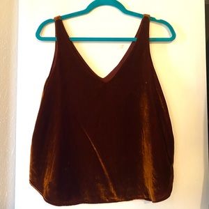Loft double V burnt orange velvet top